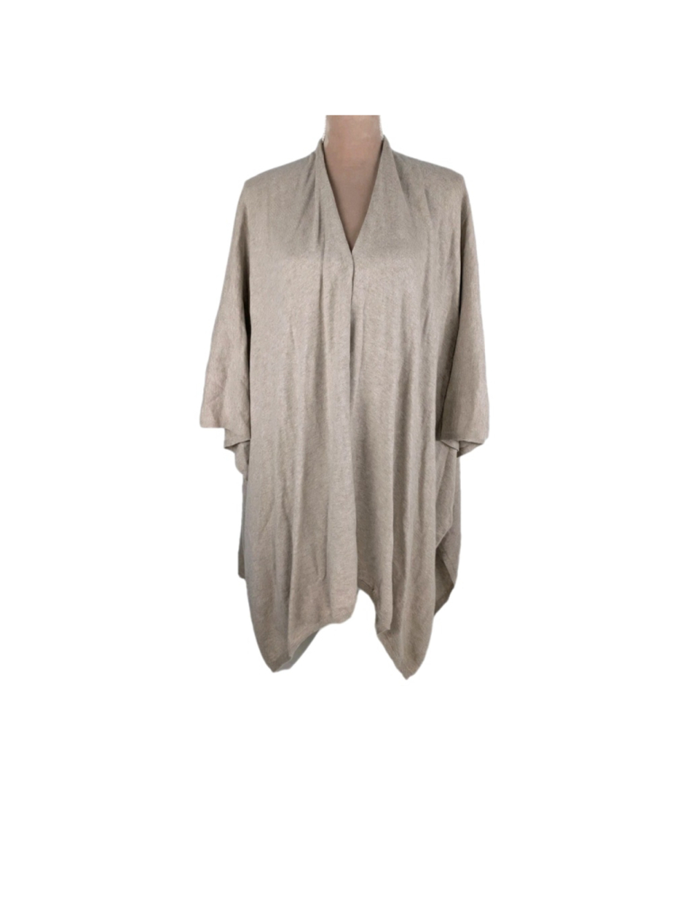 Mersea Shawl Poncho Wrap Beige Cotton Cashmere OS Travel Classic Cozy